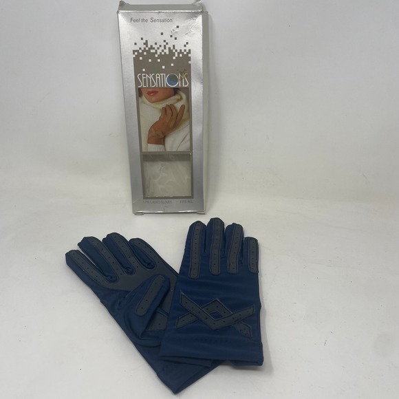 Knit Street Accessories - Vintage 1987 Sensations Knit Street Navy Blue Spandex Sport Driving Gloves OSFA